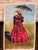1990s Original Oil Pastel Art Victorian Lady Red Dress Black Parasol Signed Cramer For Sale - Image 4 of 5