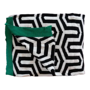 Contemporary Peak & Valley Extra Long Woven Geometric Kelly Green Oversized Throw