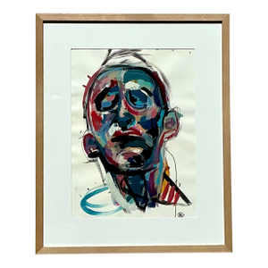 Vintage Boho Original Abstract Figurative Oil Painting on Paper