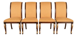 Baker Furniture Style Regency Carved Mahogany and Gold Gilt Dining Chairs, Set of Four