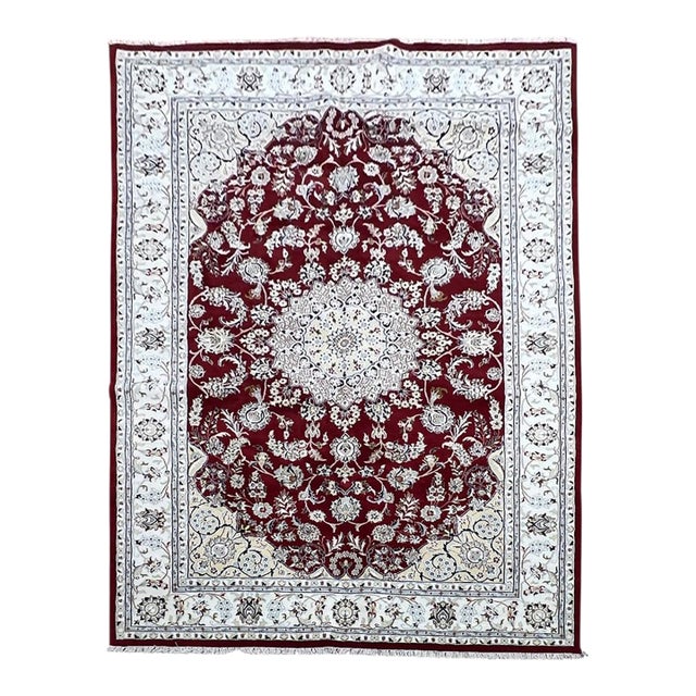 Persian Nain Wool Rug 6’1” X 9’2” For Sale