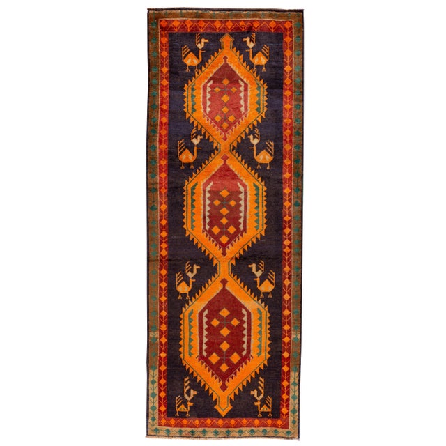 Vintage Kurdish Hanmade Wool Rug, 4' X 11' For Sale