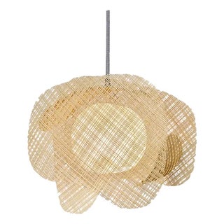 Freeform by Oggetti Handwoven Pendant Light, Latte, Medium For Sale