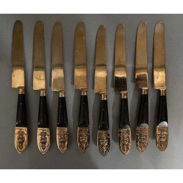 Brass Vintage James Thailand Buddha Bronze Brass Flatware Set- 36 Pieces For Sale - Image 8 of 12