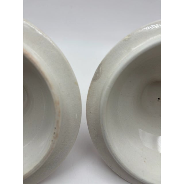 Ceramic Late 19th Century Ceramic Lidded Apothecary Jars With Blue, White and Gold Details- Set of 2 For Sale - Image 7 of 11