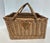 Brown Vintage Square Woven Wicker Basket with Collapsible Handles For Sale - Image 8 of 10