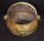 Circa 1860-80 circular repousse brass jardiniere, English. Grand, bold Rococo style. Massive lion mask handles. Decorated...