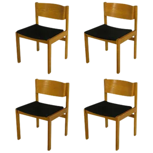 Set Four Harvey Probber Bleached & Bent Mahogany Dining Chairs