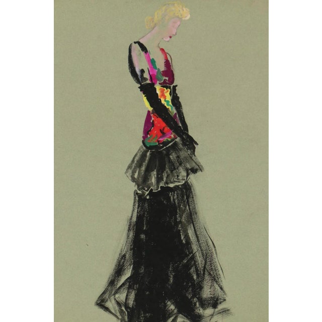 Artist: Orval Hempler Untitled (dress) Watercolor on paper Signed to the lower right Measurements: 19.50 inches wide x 26...