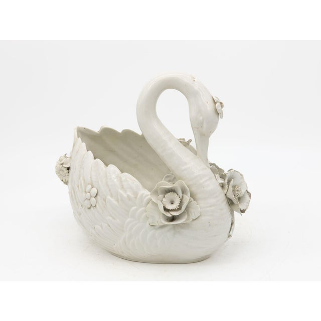Italian Italian Porcelain Swan Cachepot, Off White, Early 20th C. For Sale - Image 3 of 9