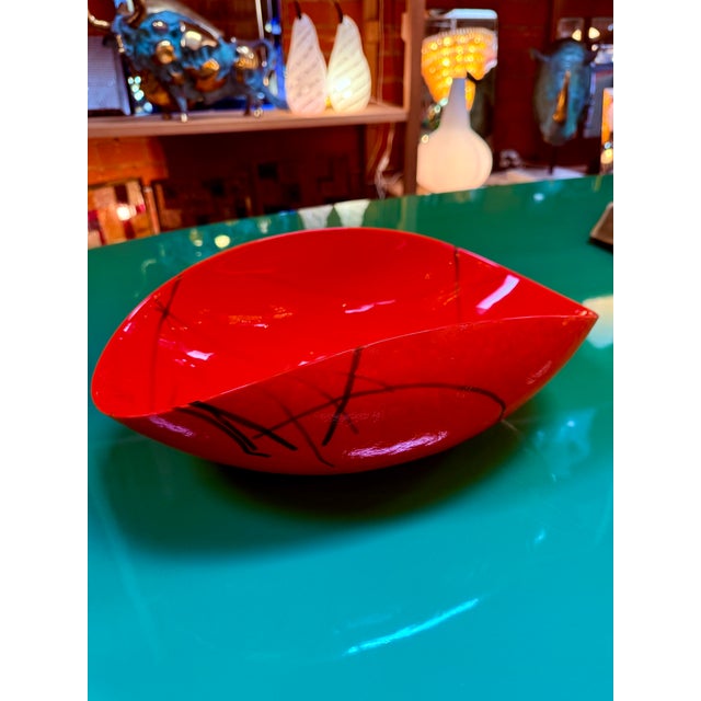 1960s Red Murano Art Glass Bowl For Sale - Image 9 of 9