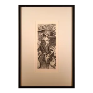 Vintage Fete Champetre Etching on Paper Caricature Portrait F by Jacques Villon