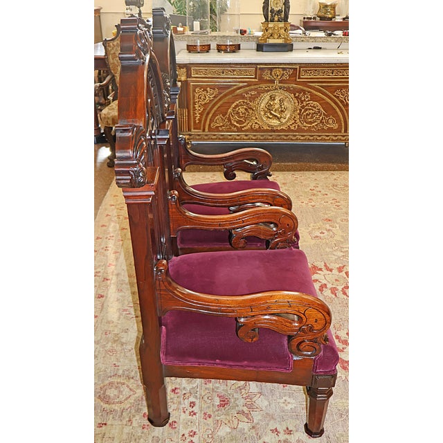Wood Pair of 19th Century American Gothic Mahogany Arm Chairs For Sale - Image 7 of 10