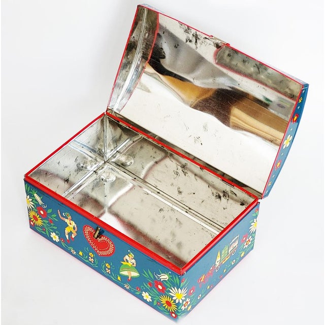 Large Mid-Century Modern Colourful Mikado Tea Tin-Box, 1950s For Sale - Image 4 of 9