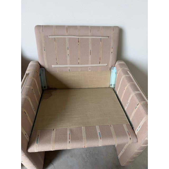 1980s Italian Postmodern Fully Upholstered Lounge Chairs on Casters – A Pair For Sale - Image 13 of 17