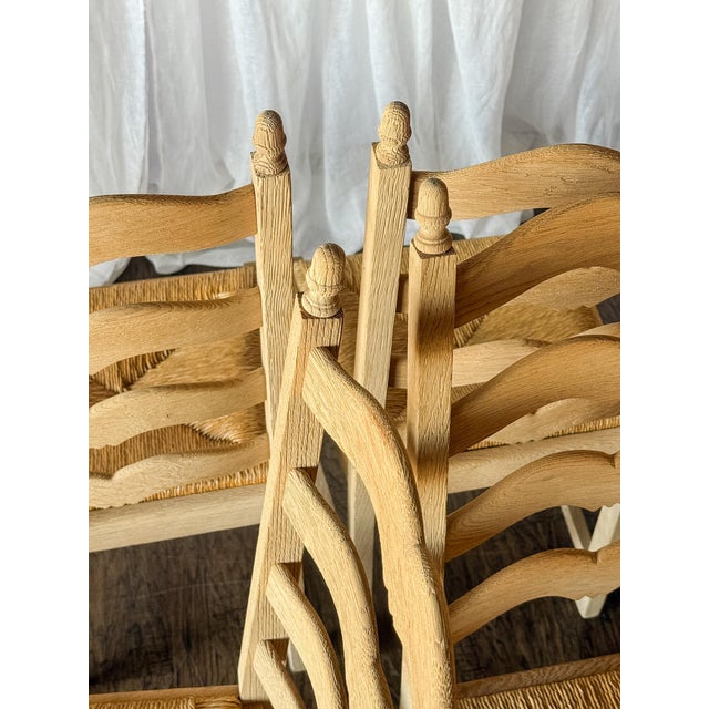 French Set of Six Bleached French Ladderback Chairs For Sale - Image 3 of 8