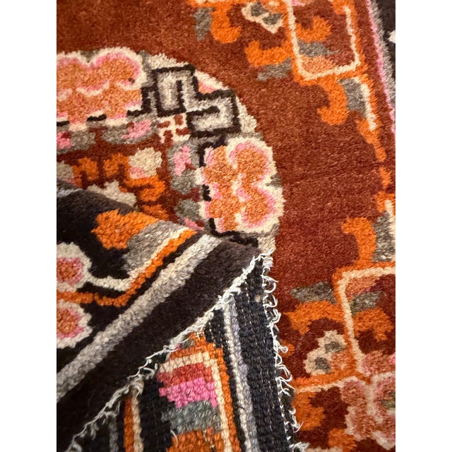 Antique Chinese Square Rug With Floral Medallion 2' X 2'2" For Sale - Image 10 of 16
