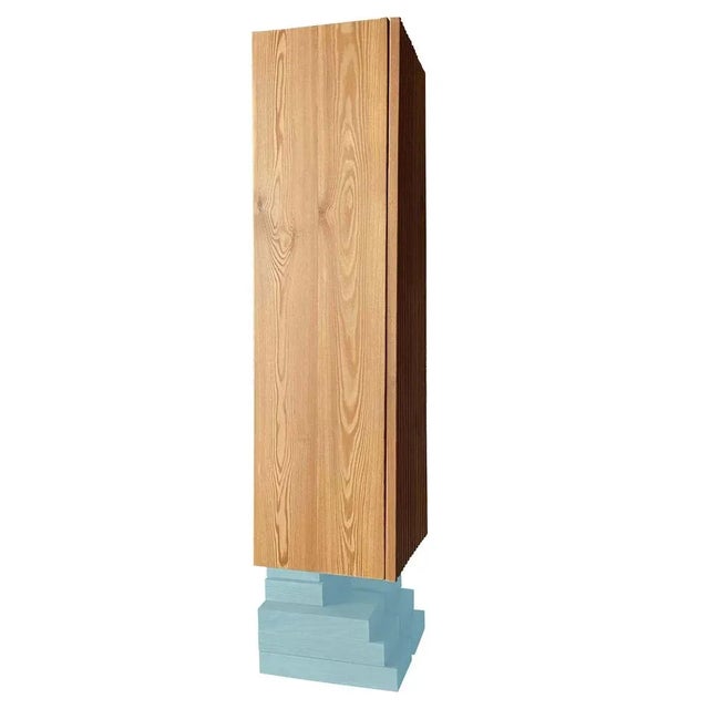 Mayan Totem by Pietro Meccani, 1998. Larch cabinet with cherry legs painted in shades of Mayan Blue. One door and internal...