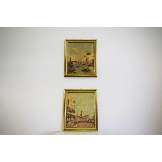 Canvas Landscape Representation of Venice, 1960s, Set of 2 For Sale - Image 17 of 17