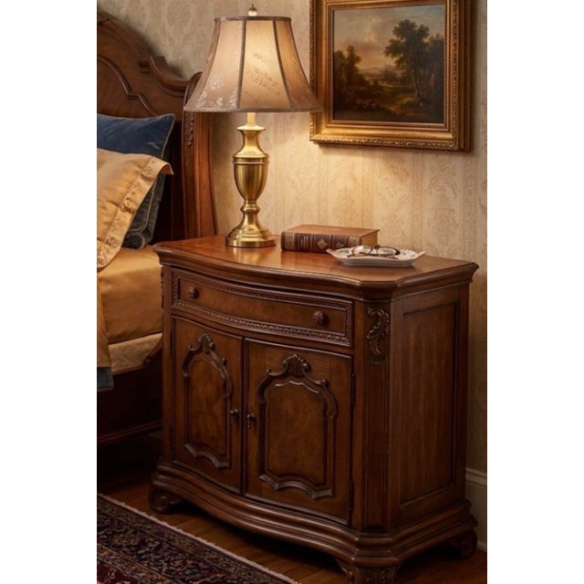 French Provincial A Vintage Drexel Heritage French Provincial Style Wooden Door Nightstand For Sale - Image 3 of 12