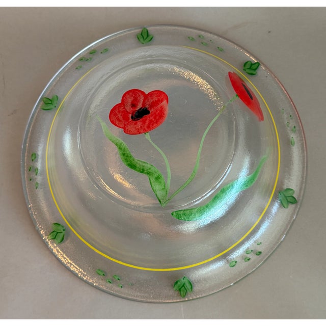 Crate & Barrel 1994 Red Poppy Clear Fruit Serving Bowl For Sale - Image 10 of 10