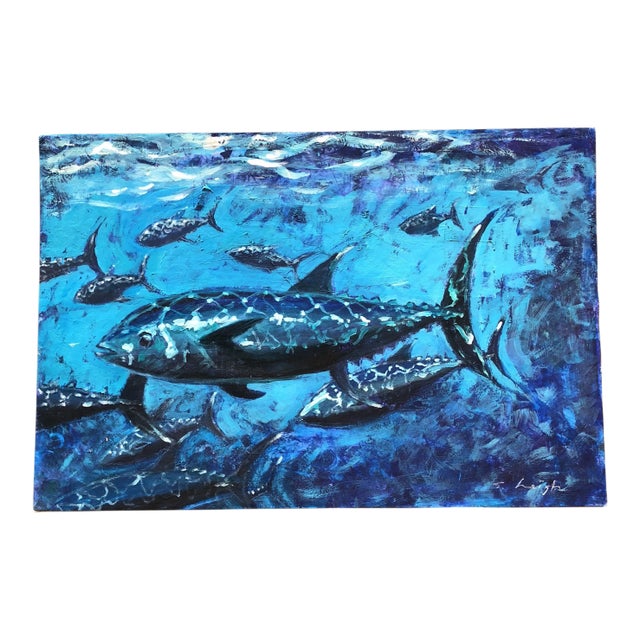 Original Stephen Heigh Painting “Tuna School” Fish For Sale