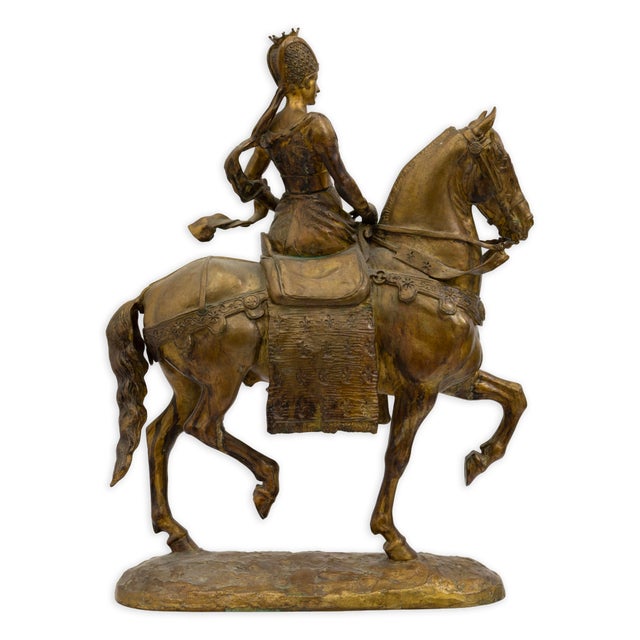 Emmanuel Frémiet Isabeau of Bavaria 1892 Signed Gilded Bronze Antique Sculpture For Sale In Detroit - Image 6 of 8