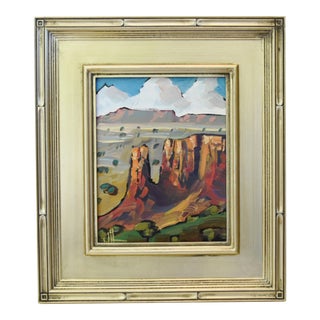 William Hawkins Southwest Landscape Oil Painting Including the Antiqued Silver Gilt Wood Frame For Sale