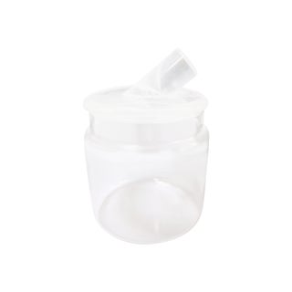 Modern Pyrex Jar with Lucite Thorpe Lid For Sale