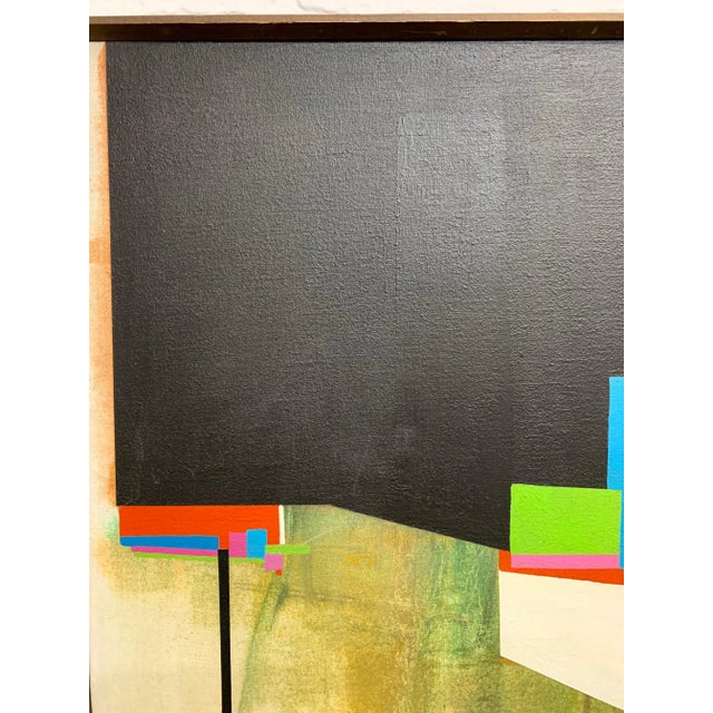 Wood Modernist Geometric Painting, 1971 For Sale - Image 7 of 13