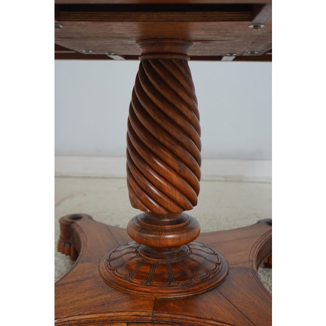 Victorian Style Walnut Regency Hand Crafted Pedestal Table For Sale - Image 9 of 12