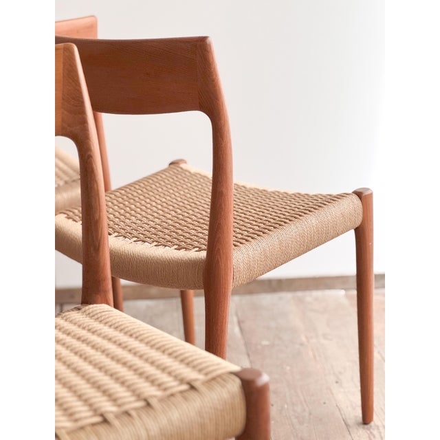 Mid-Century Danish Teak Dining Chairs # 77 by Niels O. Møller, J. L. Moller, Set of 4 For Sale - Image 11 of 14