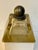 Metal Antique Art Deco Frosted Glass Inkwell With Pewter Orb Lid For Sale - Image 7 of 12