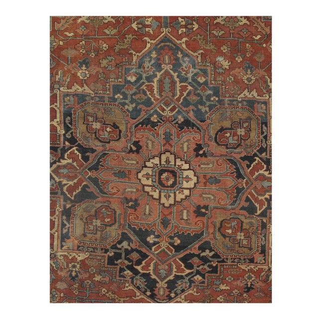 Persian Late 19th Century Antique Persian Serapi Rug - 10′ × 13′ For Sale - Image 3 of 5