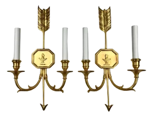 Pair Gilt Bronze Empire Style Sconces By E. F. Caldwell