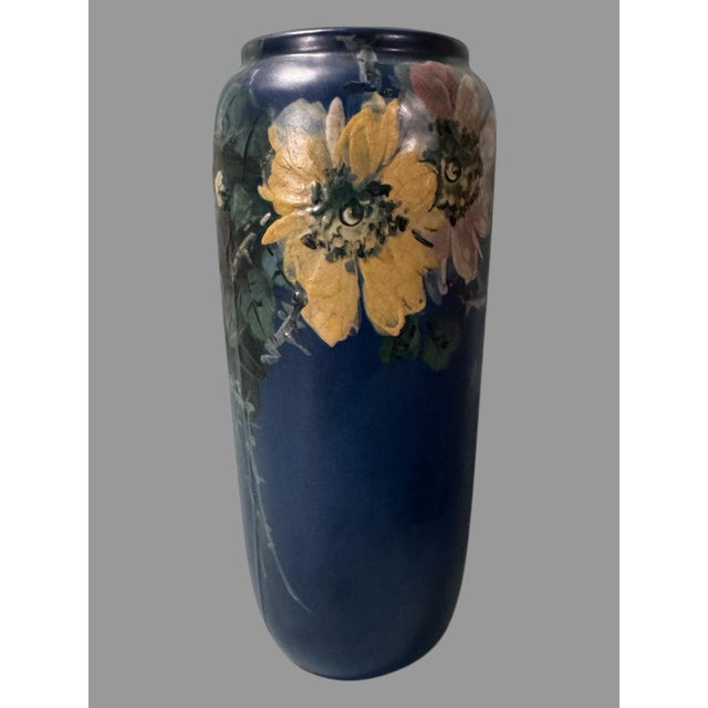 Vintage Weller Hudson Floral Decorated 9.75" Art Pottery Vase In very good original condition showing some typical age-...