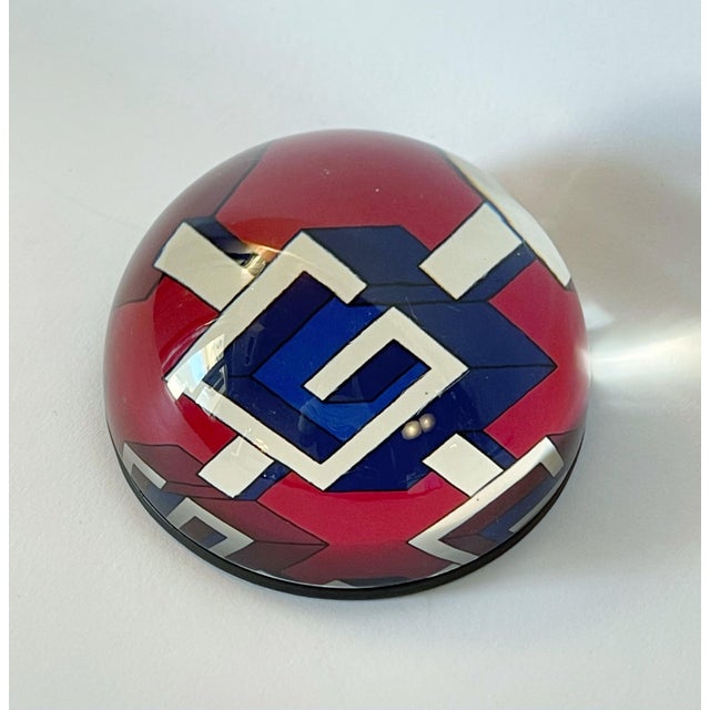 Gucci Geometric G red white and blue glass paperweight / Made in Italy Original mark stamped underside, comes in original...