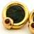 Metal Vintage 18k Gold Coin Earrings With Cabochon Rubies, A Pair For Sale - Image 7 of 7