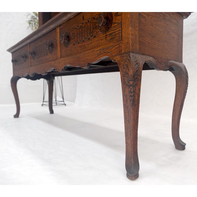 Fine Solid Carved Oak 3 Dove Tail Drawer Server Cupboard Credenza Sideboard MINT For Sale - Image 18 of 18