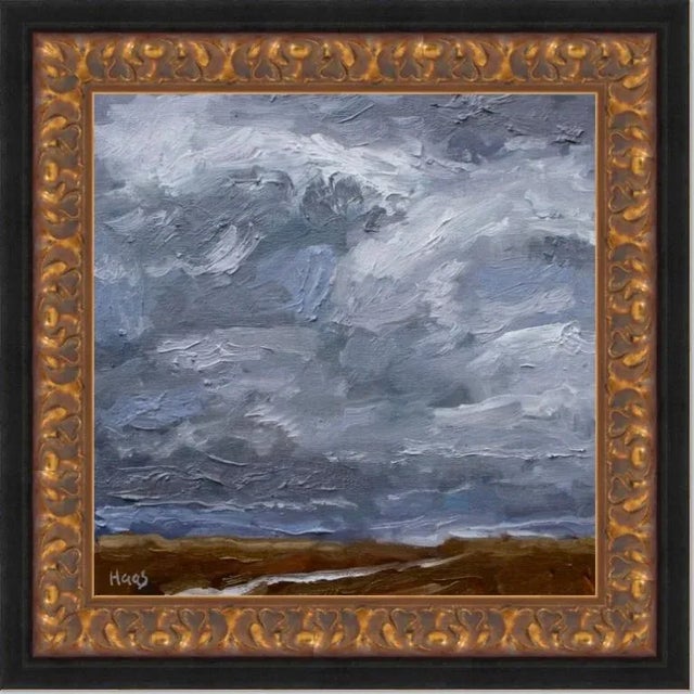 Stormy Desert, American Southwest Desertscape Landscape Oil Painting For Sale - Image 4 of 4