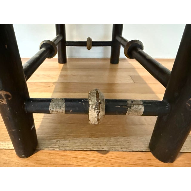 Brown Small Antique Wooden Bench For Sale - Image 8 of 12