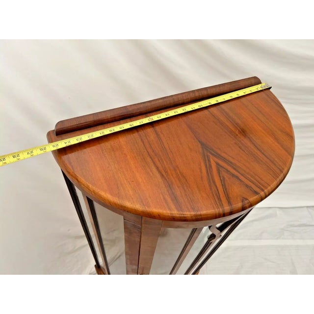 1920s Art Deco China Cabinet Curio Curved Locking Door Two Glass Shelves Lighted For Sale - Image 10 of 11