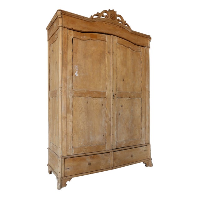 Antique Brown Fir Wardrobe, 1890s For Sale