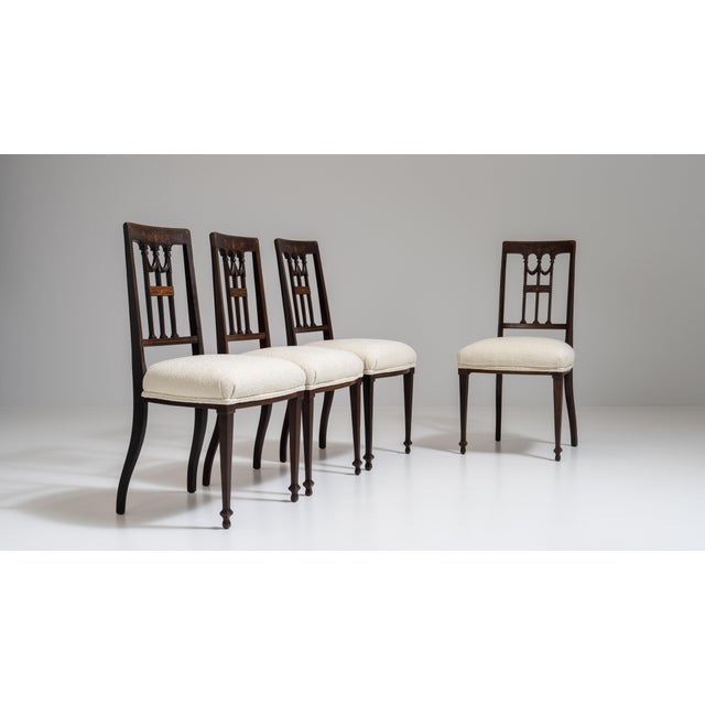 Set of Four 19th Century French Dark Brown Neoclassical Chairs with Upholstered Seats For Sale - Image 14 of 15