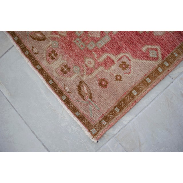 1970s Hand Knotted Turkish Small Rug Decorative Mat for Bathroom and Kitchen Mat- 18'' X 35'' For Sale - Image 6 of 11