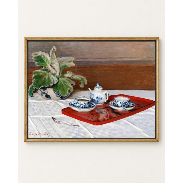 This vintage tea still life art print reproduces Still Life, Tea Service (1872) by celebrated French artist Claude Monet....
