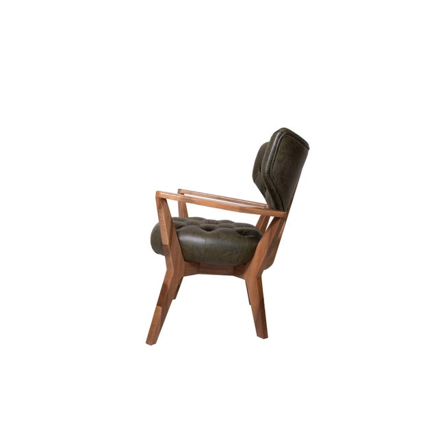 Mid-Century Modern Mid-Century Modern Ash Solid Wood Dark Green Kendall Chair For Sale - Image 3 of 7