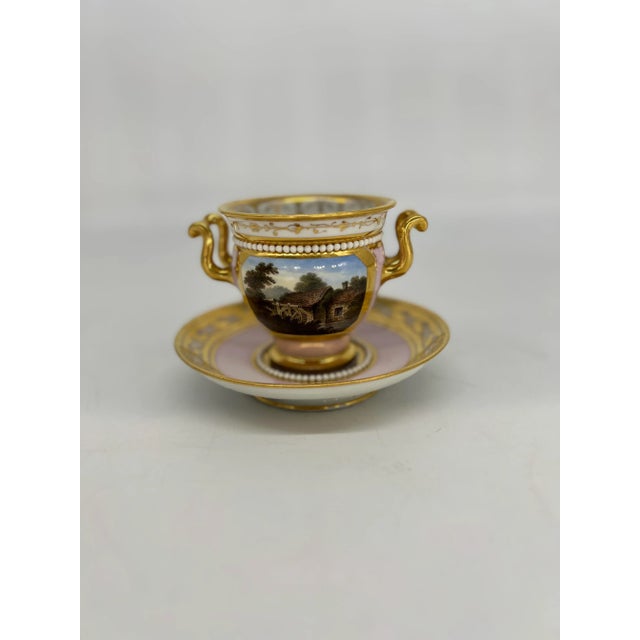 Flight Barr & Barr Porcelain Cabinet Cup & Saucer Attr: Thomas Baxter Circa 1815 One side decorated with a scene of...