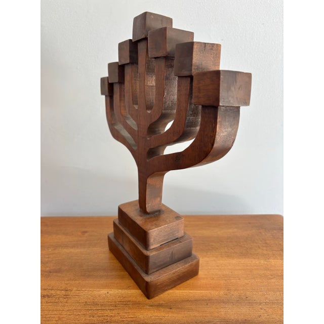 Mid 20th Century Mid 20th Century Wooden Handmade 7 Arm Menorah For Sale - Image 5 of 6