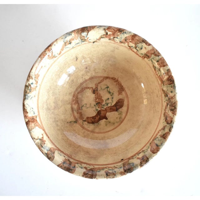 Mid 19th Century Antique 19th-Century Brown & Blue Spongeware Bowl For Sale - Image 5 of 10